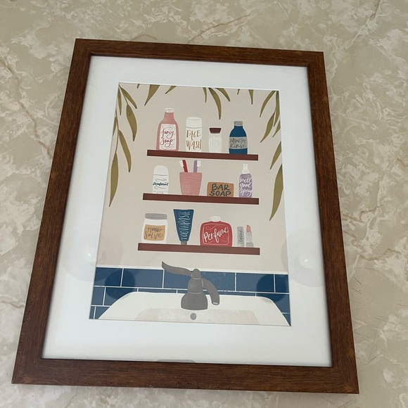 Bathroom Wall Art with Wooden Frame - Picture 1 of 6